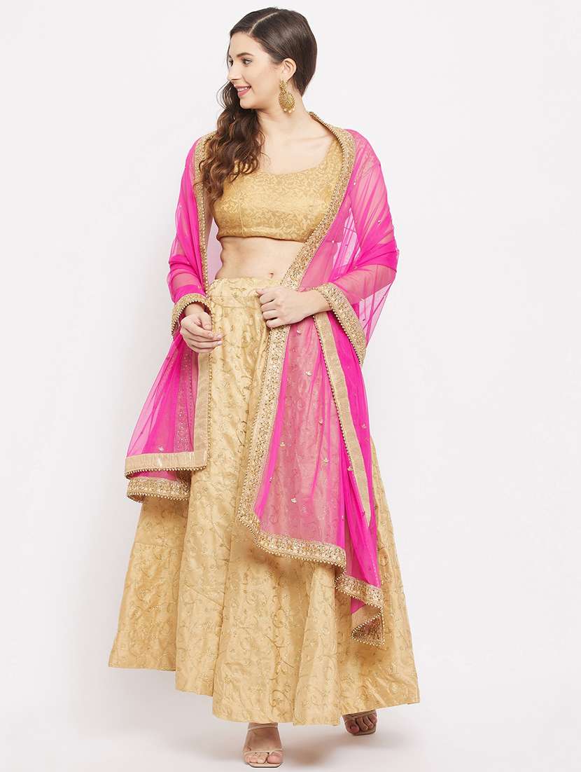 magenta net dupatta - 18163481 - Standard Image - 1