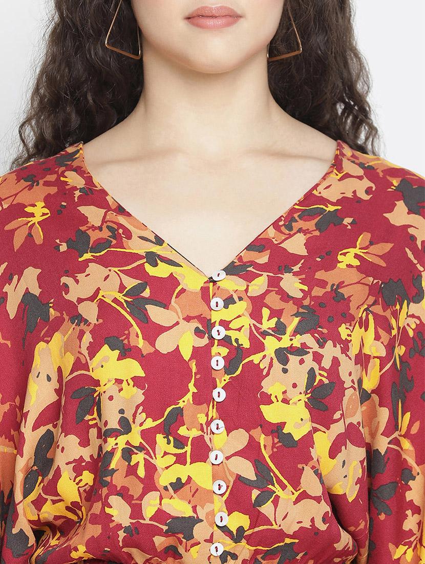 v neck floral full leg jumpsuit - 18164701 - Standard Image - 4