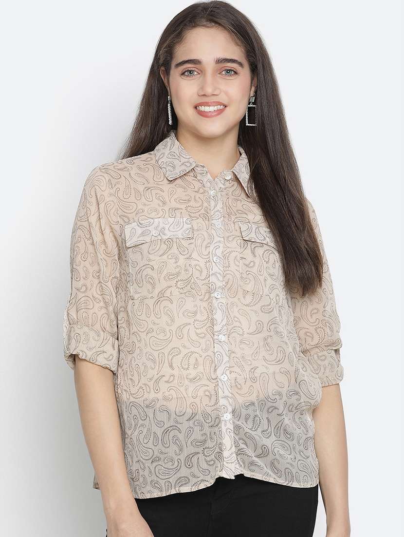 paisley print sheer shirt