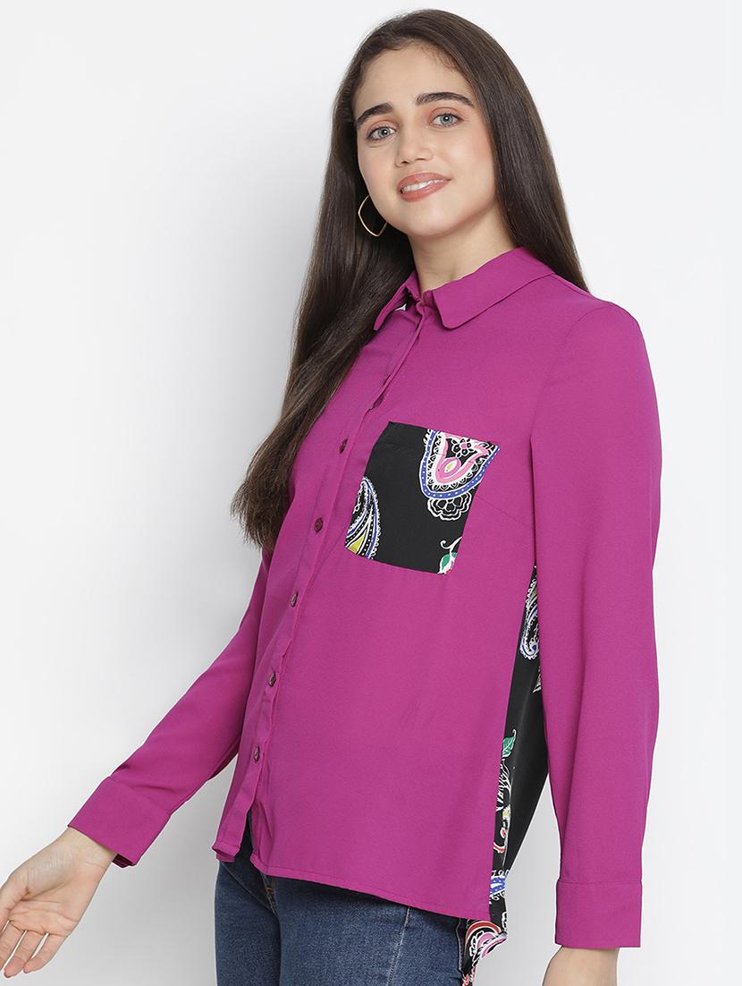 color block high-low shirt - 18164712 - Standard Image - 1