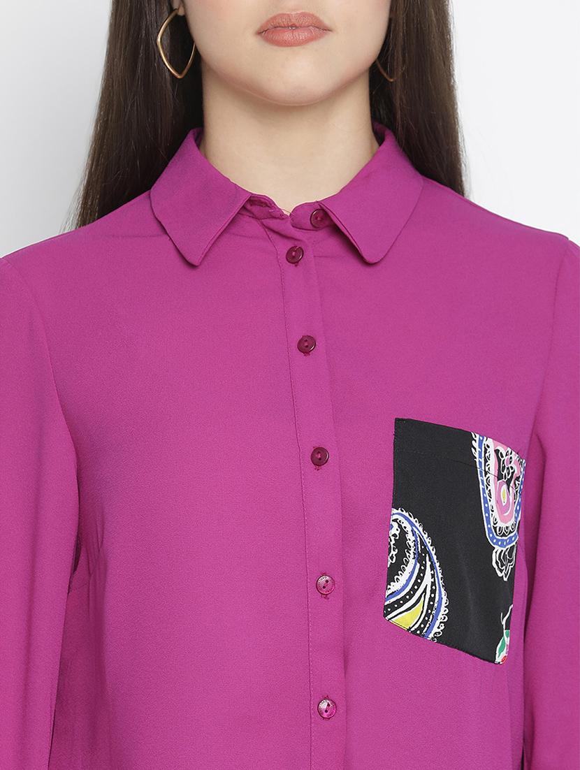 color block high-low shirt - 18164712 - Standard Image - 4