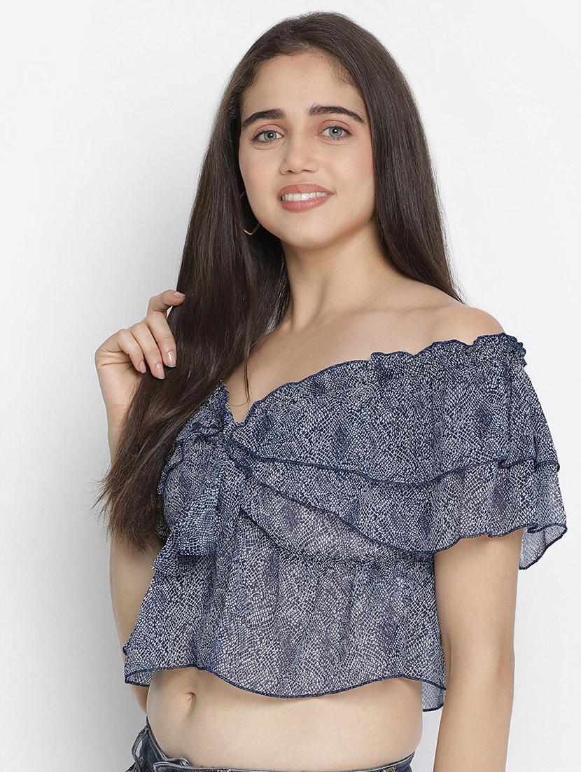 women's crop v neck top - 18164719 - Standard Image - 1