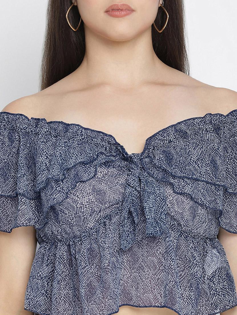 women's crop v neck top - 18164719 - Standard Image - 4