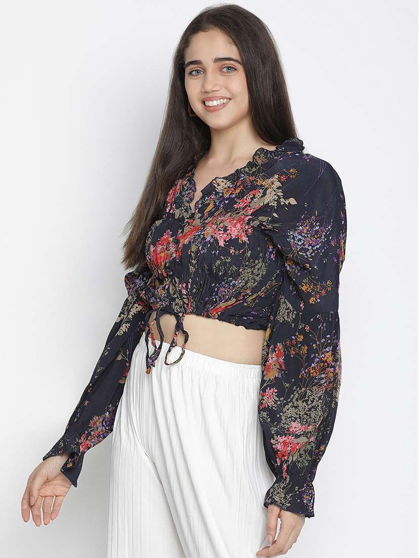 women's crop v neck top - 18164730 - Standard Image - 1