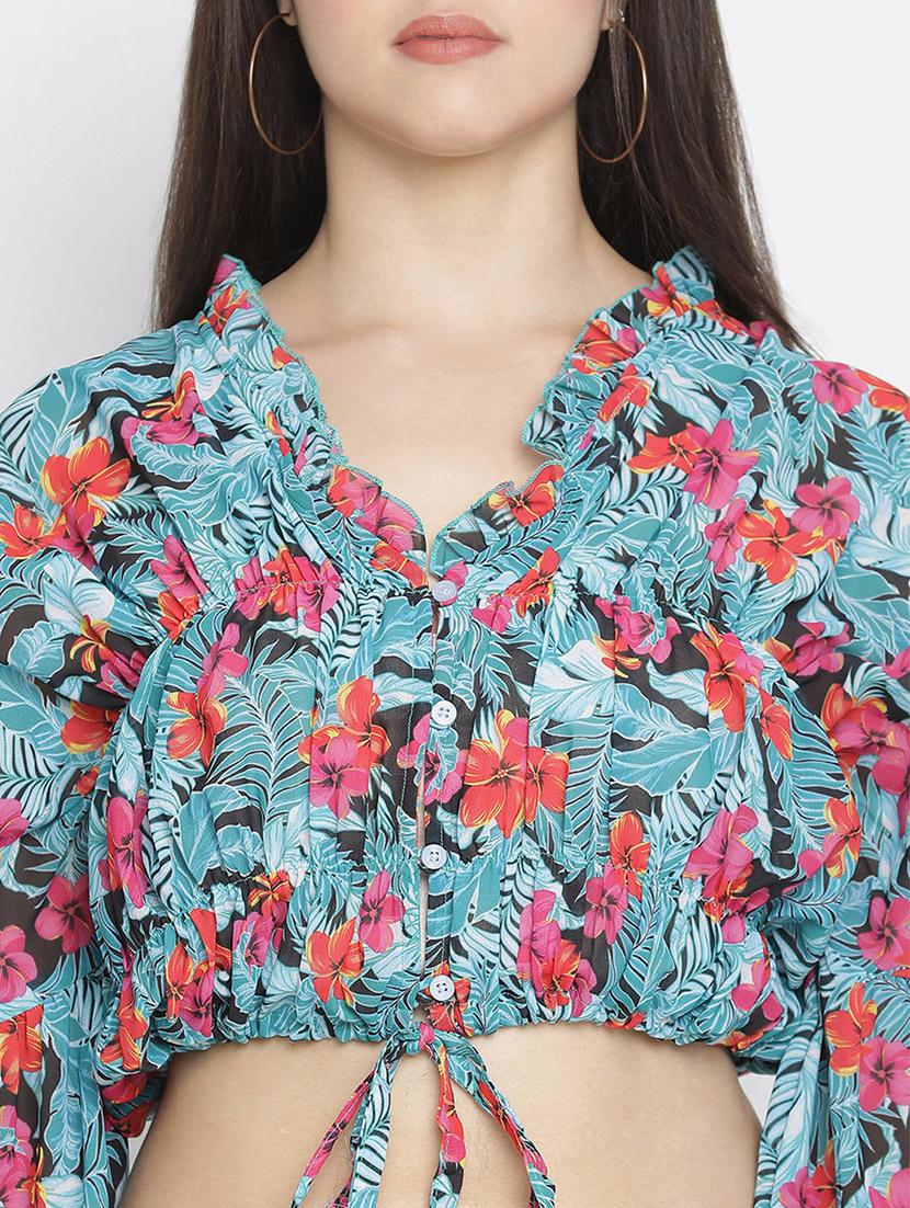 drawstring waist floral top - 18164731 - Standard Image - 4