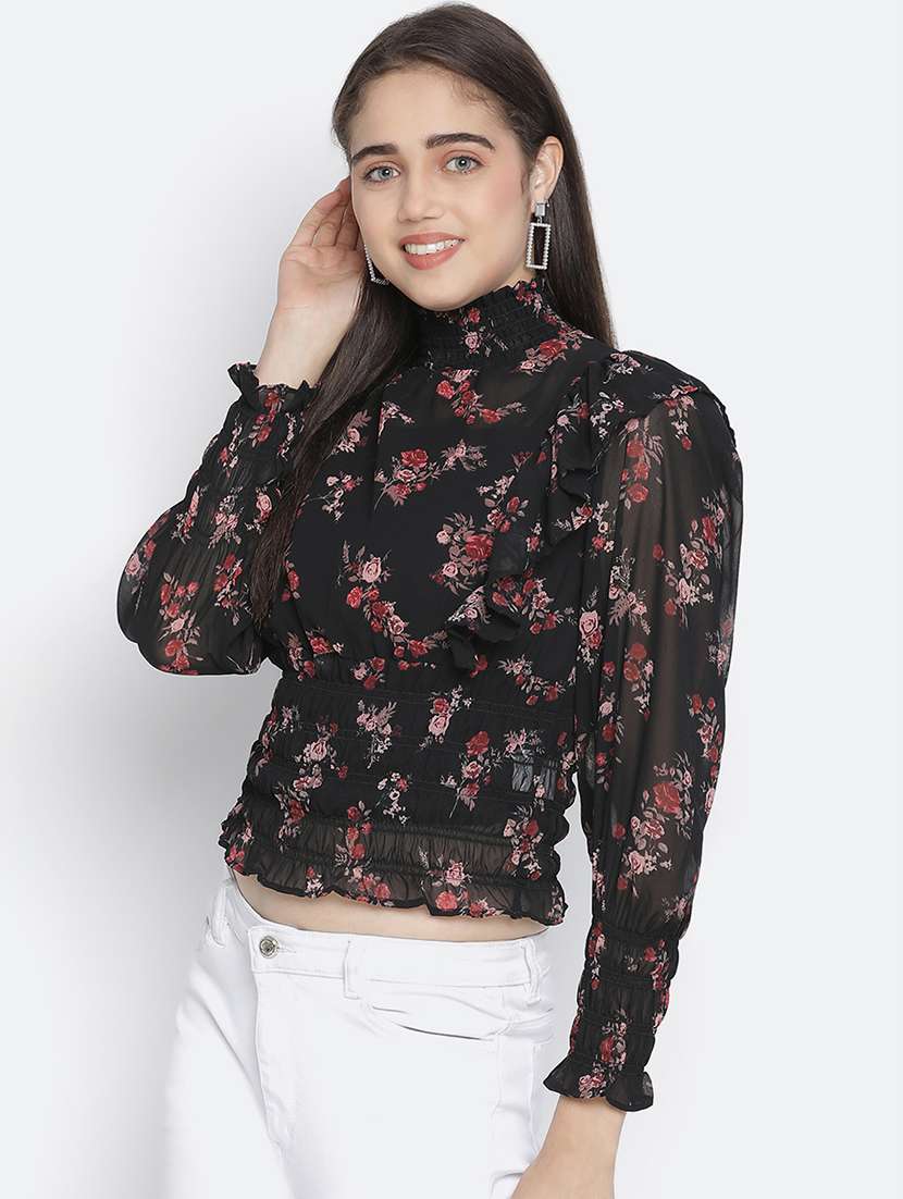 women's blouson high neck top - 18164732 -  Standard Image - 1