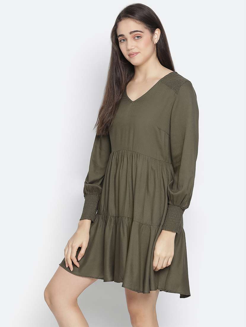 women's tiered dress solid dress - 18164776 -  Standard Image - 1