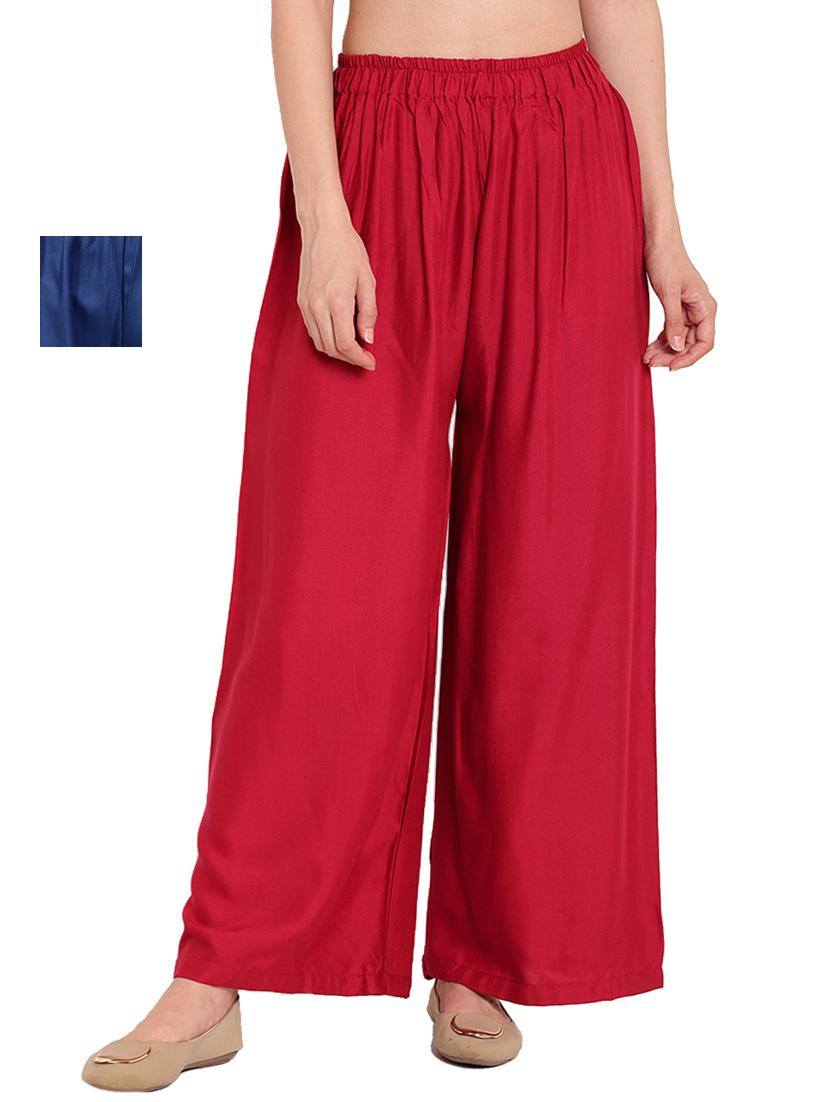 set of 2 solid flared palazzo
