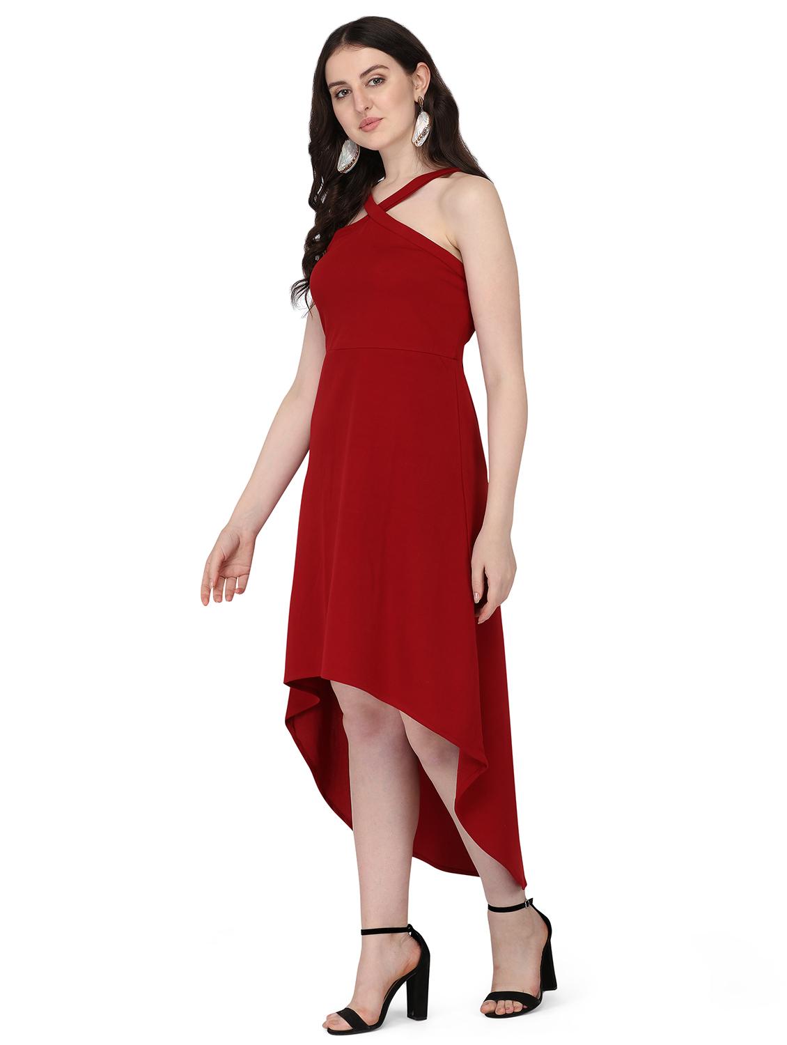 x-line neck solid a-line dress - 18165676 -  Standard Image - 1