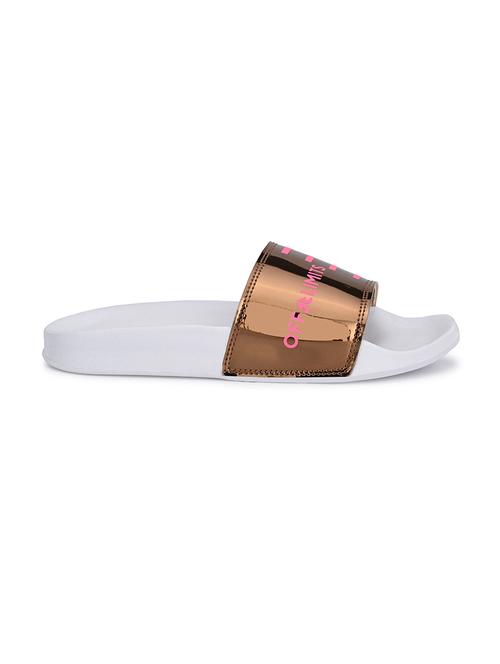 gold mesh slides flip flops - 18169101 - Standard Image - 0