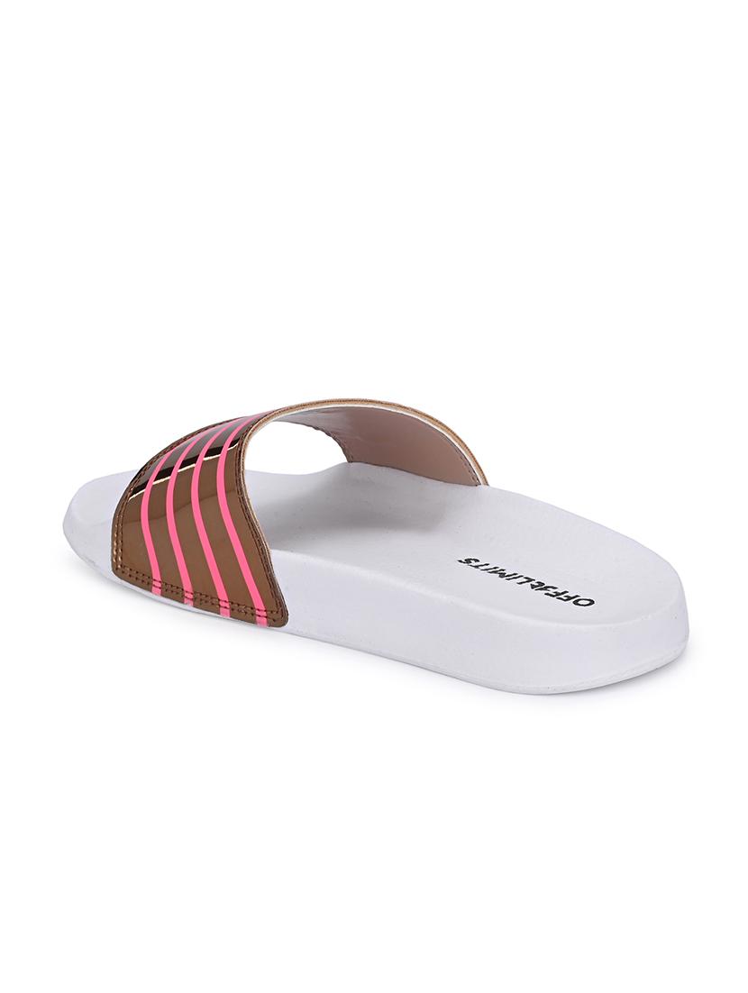 gold mesh slides flip flops - 18169101 - Standard Image - 1