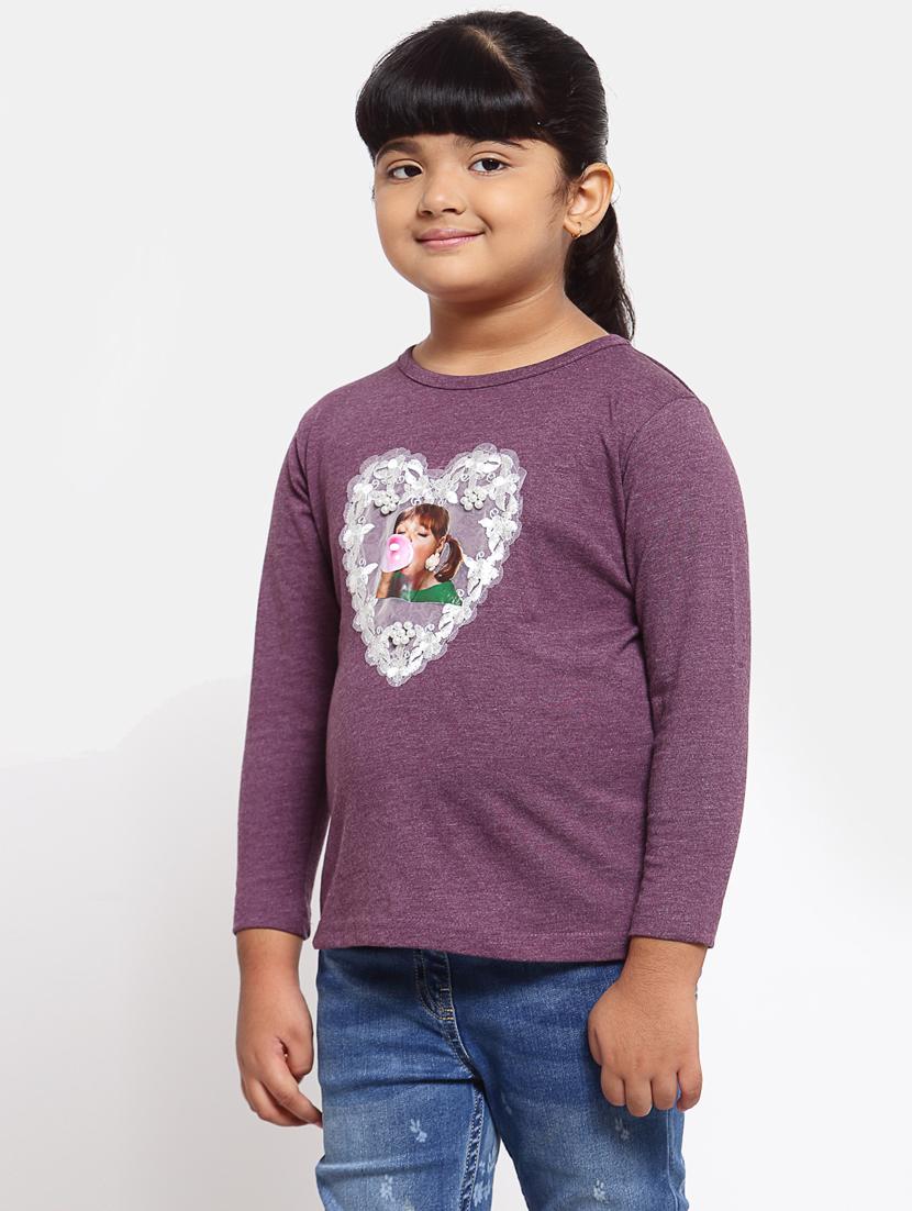 purple embroidered regular tee - 18169133 - Standard Image - 1
