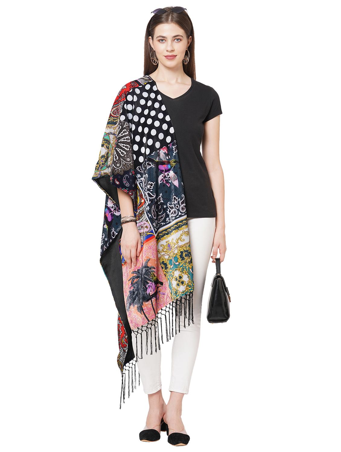 multi colored velvet scarf - 18169301 - Standard Image - 1