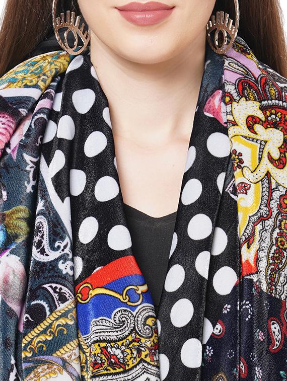 multi colored velvet scarf - 18169301 - Standard Image - 4