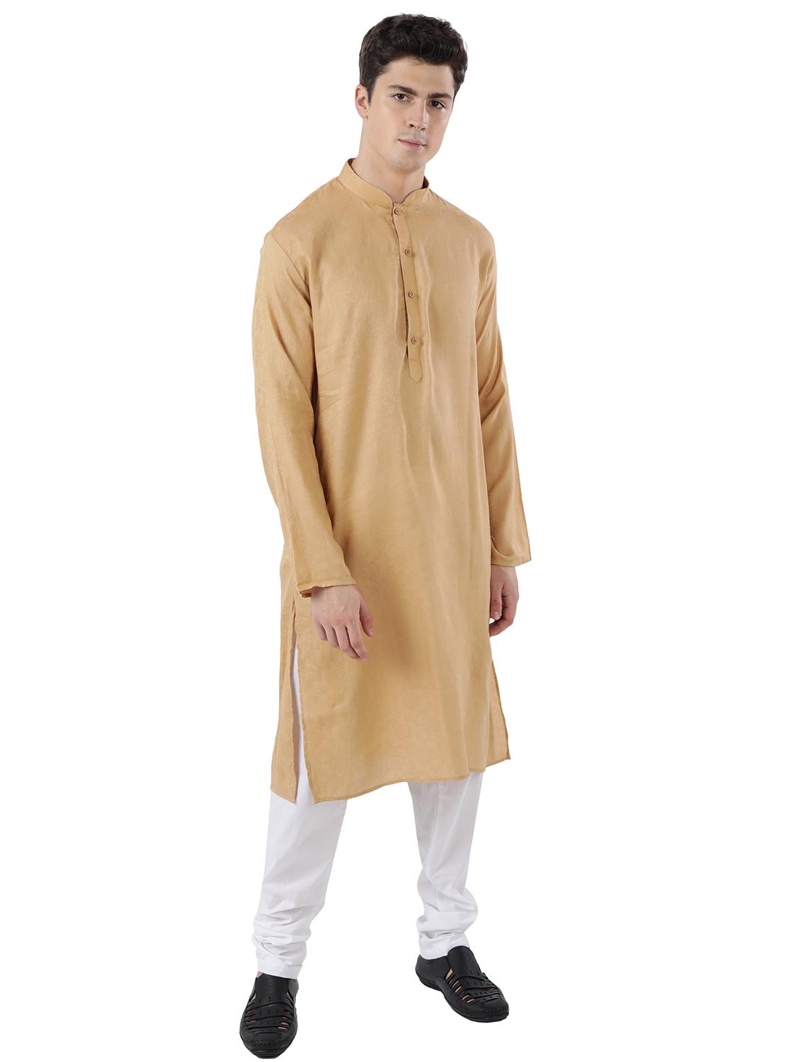 gold solid long kurta - 18169938 -  Standard Image - 1