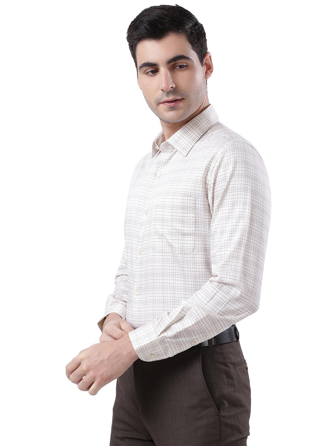 beige checked formal shirt - 18169946 - Standard Image - 1