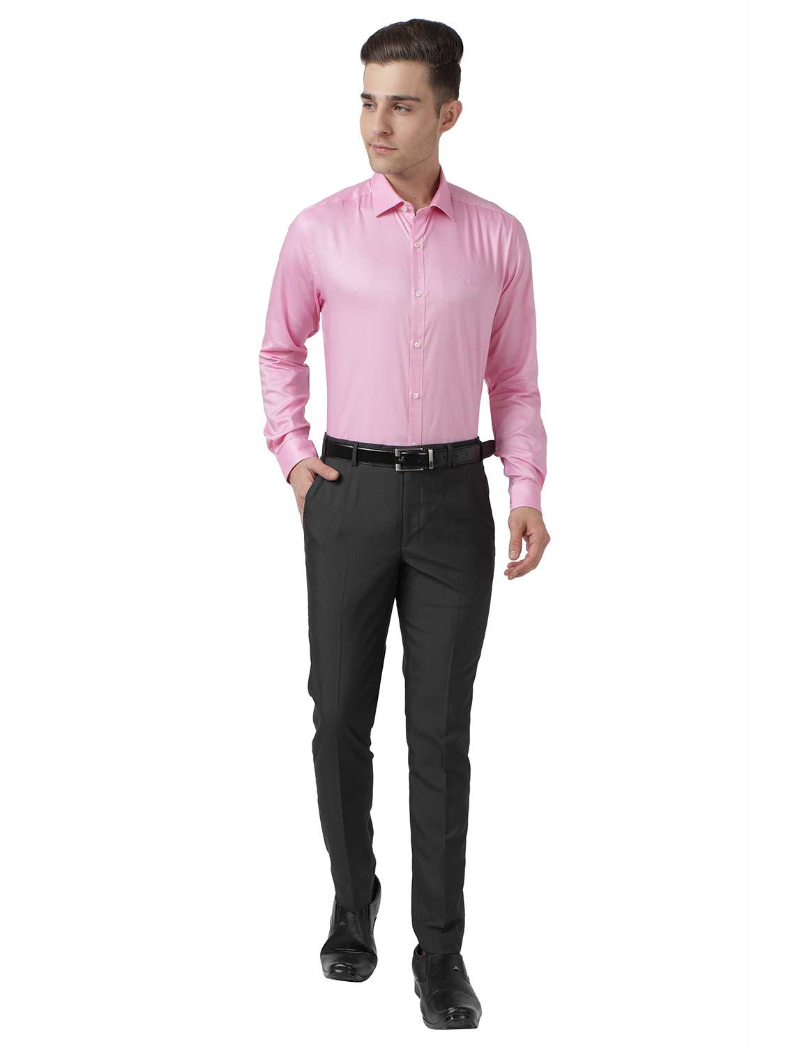 pink solid formal shirt - 18169966 -  Standard Image - 4