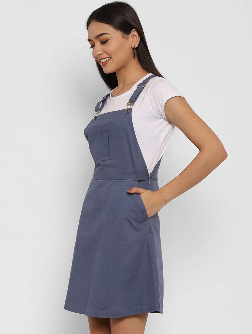front-pocket solid pinafore dress - 18170380 -  Standard Image - 1