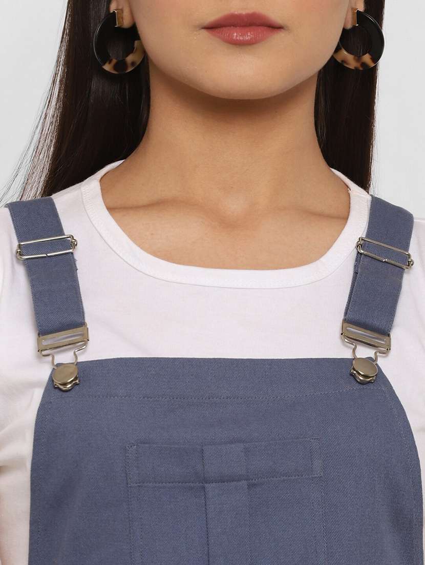 front-pocket solid pinafore dress - 18170380 - Standard Image - 4
