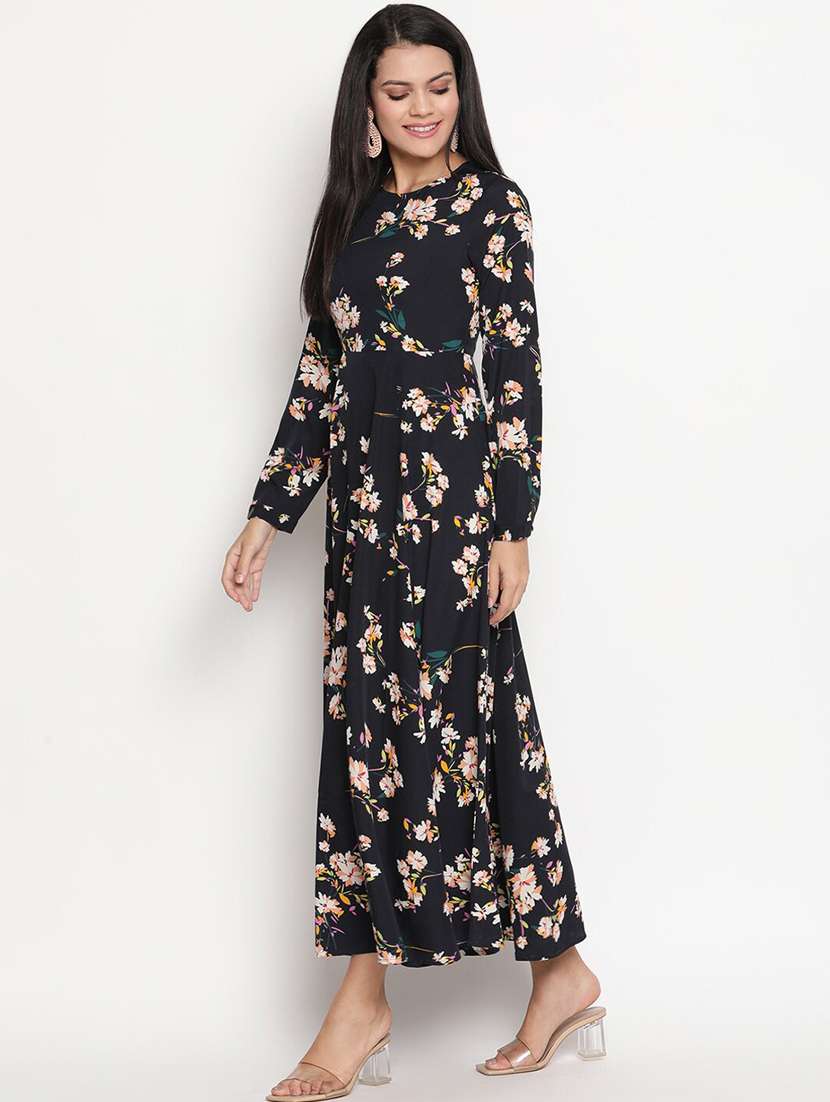 round-neck printed maxi dress - 18170388 -  Standard Image - 1