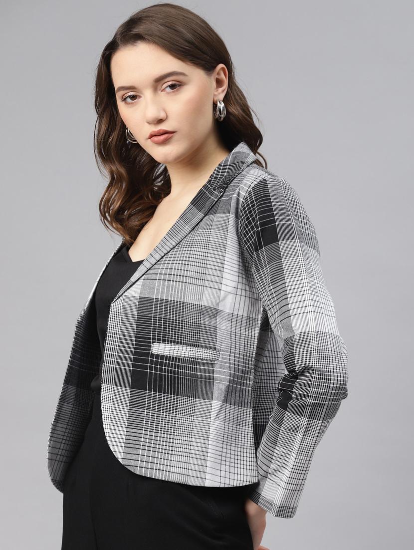 grey checked formal blazer - 18171205 -  Zoom Image - 0