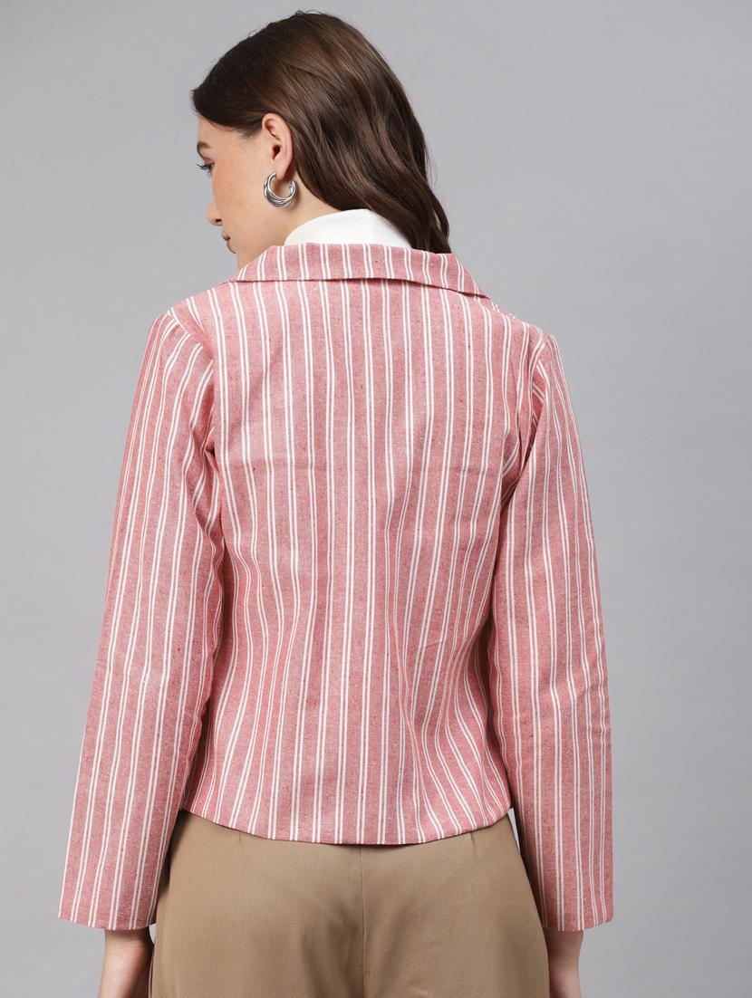 pink striped formal blazer - 18171207 - Standard Image - 1