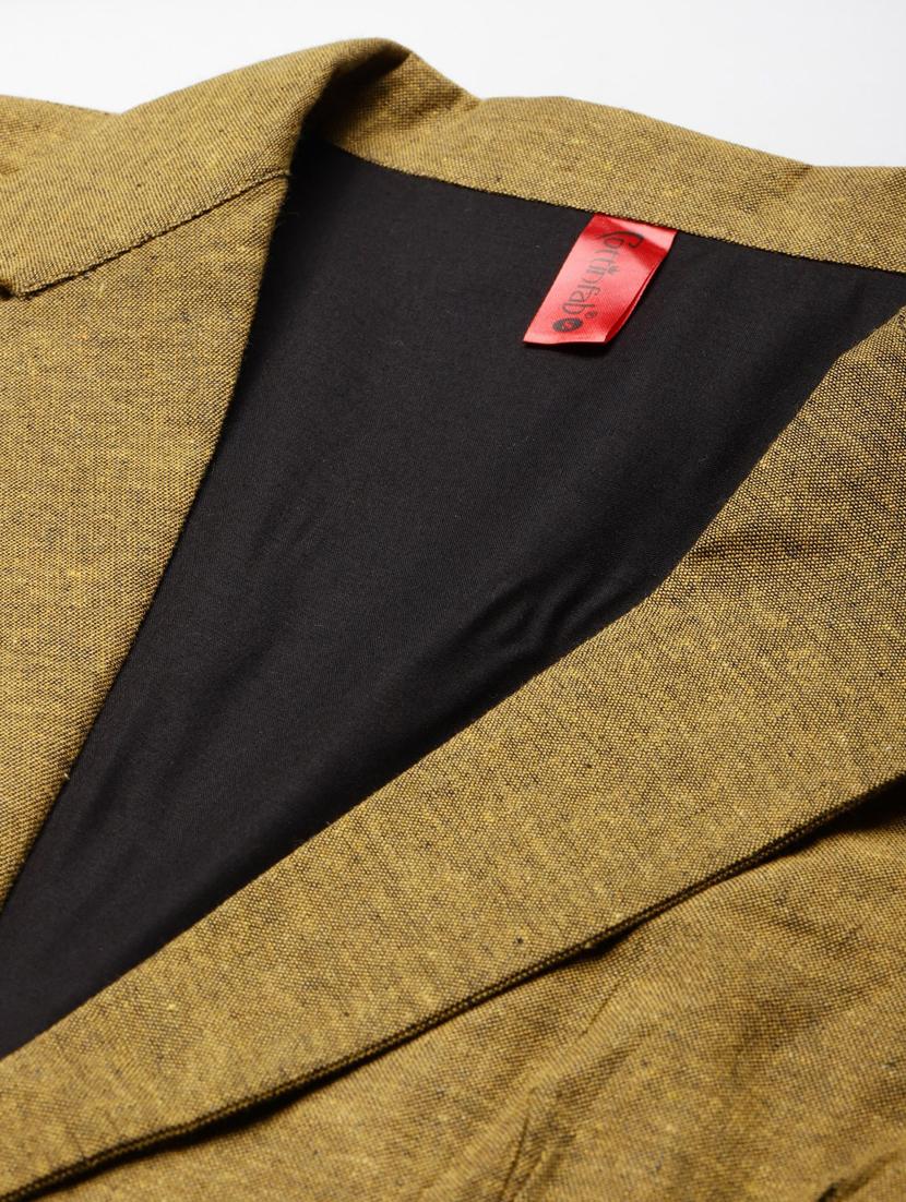 olive solid lapel collar formal blazer - 18171209 - Standard Image - 4