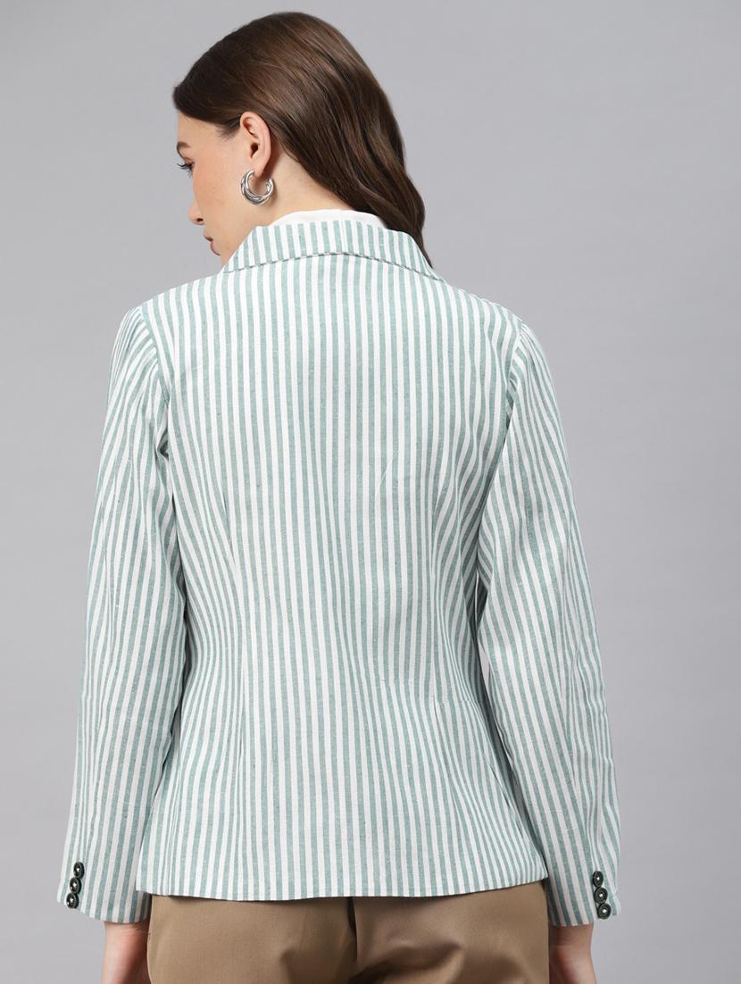 sea green striped formal blazer - 18171210 - Standard Image - 1
