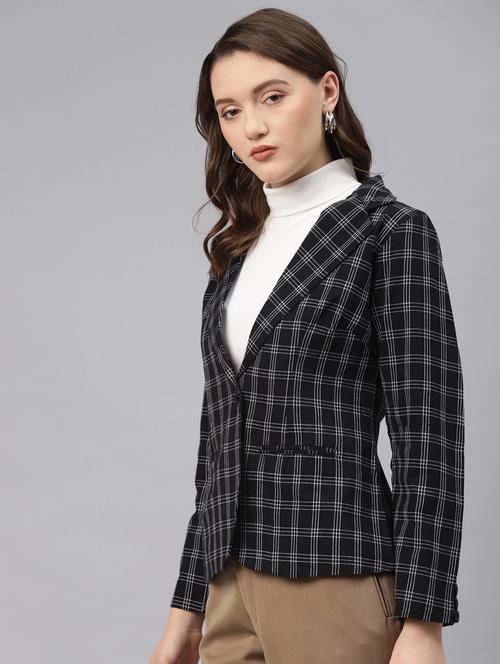 black checked formal blazer - 18171211 - Standard Image - 0