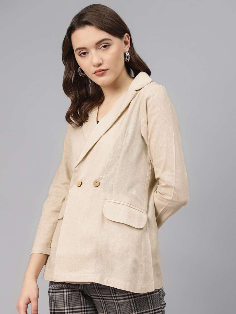 beige solid formal blazer
