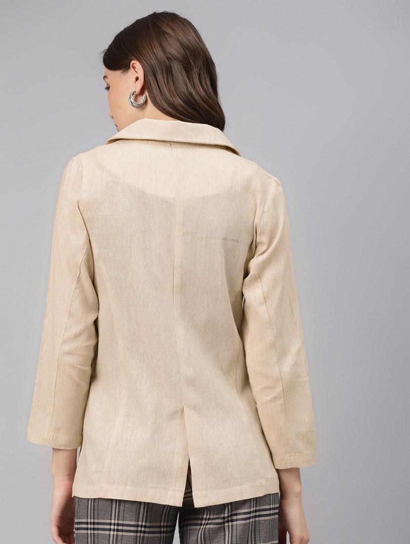 beige solid formal blazer - 18171213 - Standard Image - 1