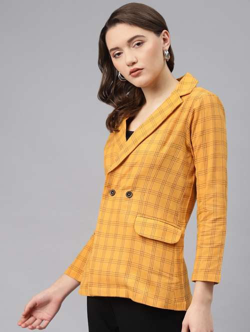 yellow checked formal blazer - 18171214 -  Standard Image - 0