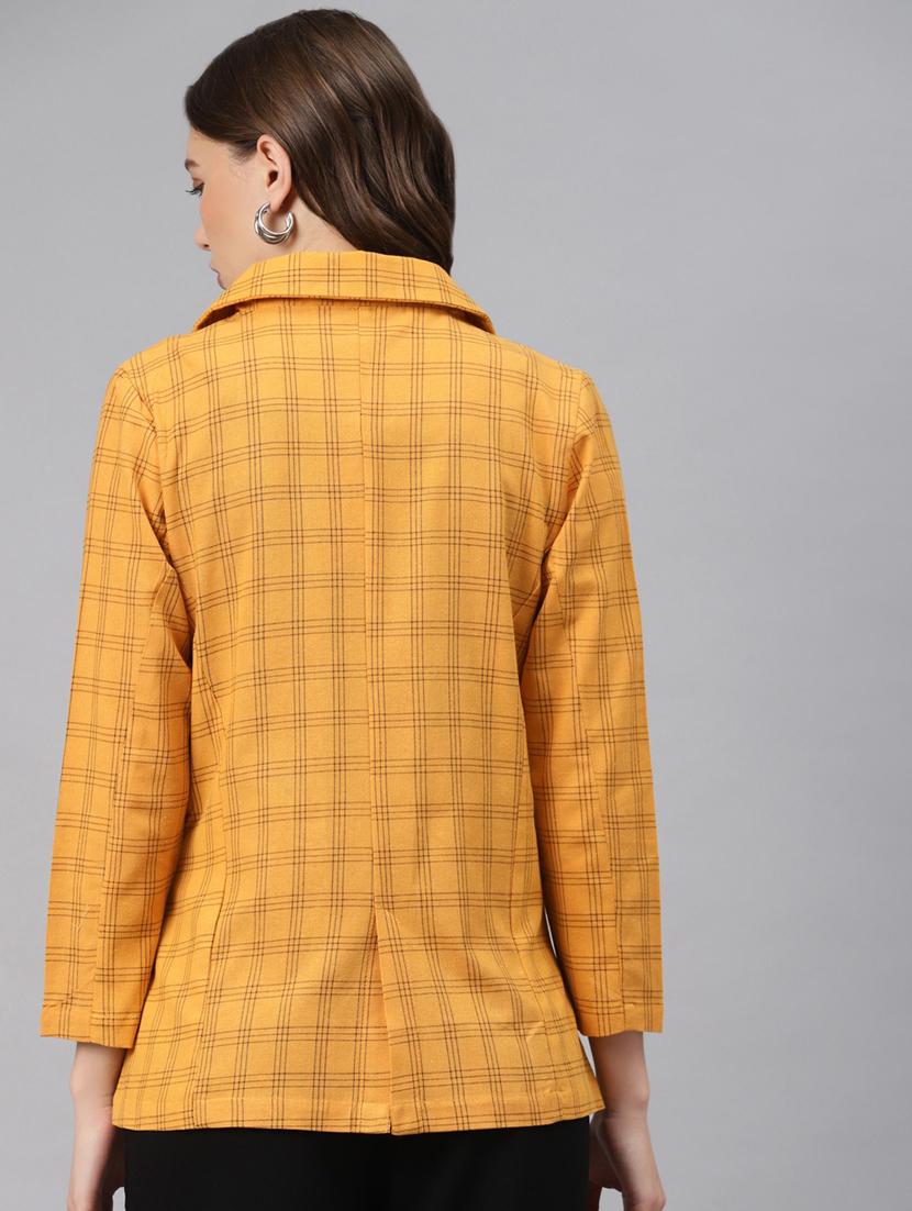 yellow checked formal blazer - 18171214 - Standard Image - 1