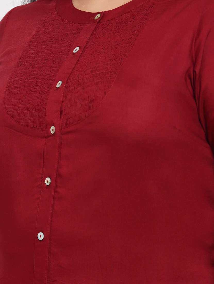 maroon solid regular top - 18171219 -  Standard Image - 4