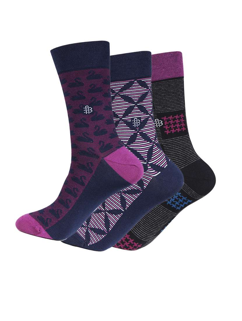men pack of 3 printed above ankle length socks