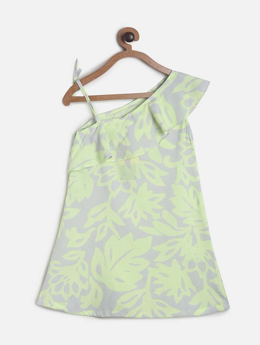 girls off shoulder short sleeves frock - 18172342 -  Standard Image - 1