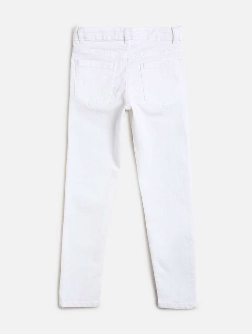 white solid casual trouser - 18172355 -  Standard Image - 1