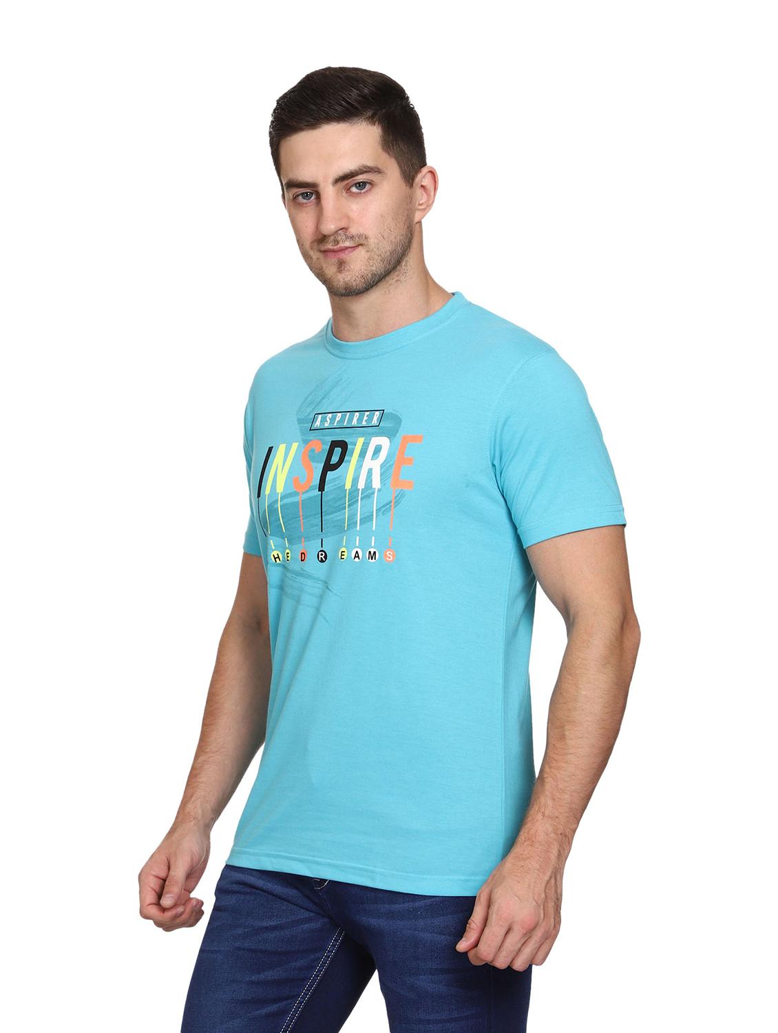 turquoise cotton chest print tshirt - 18172494 - Standard Image - 1