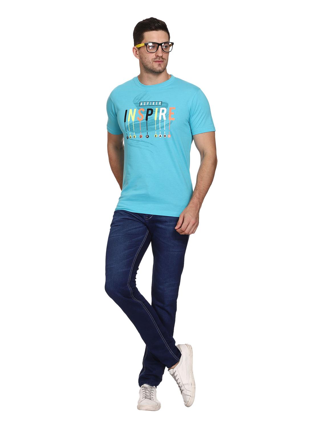 turquoise cotton chest print tshirt - 18172494 - Standard Image - 4