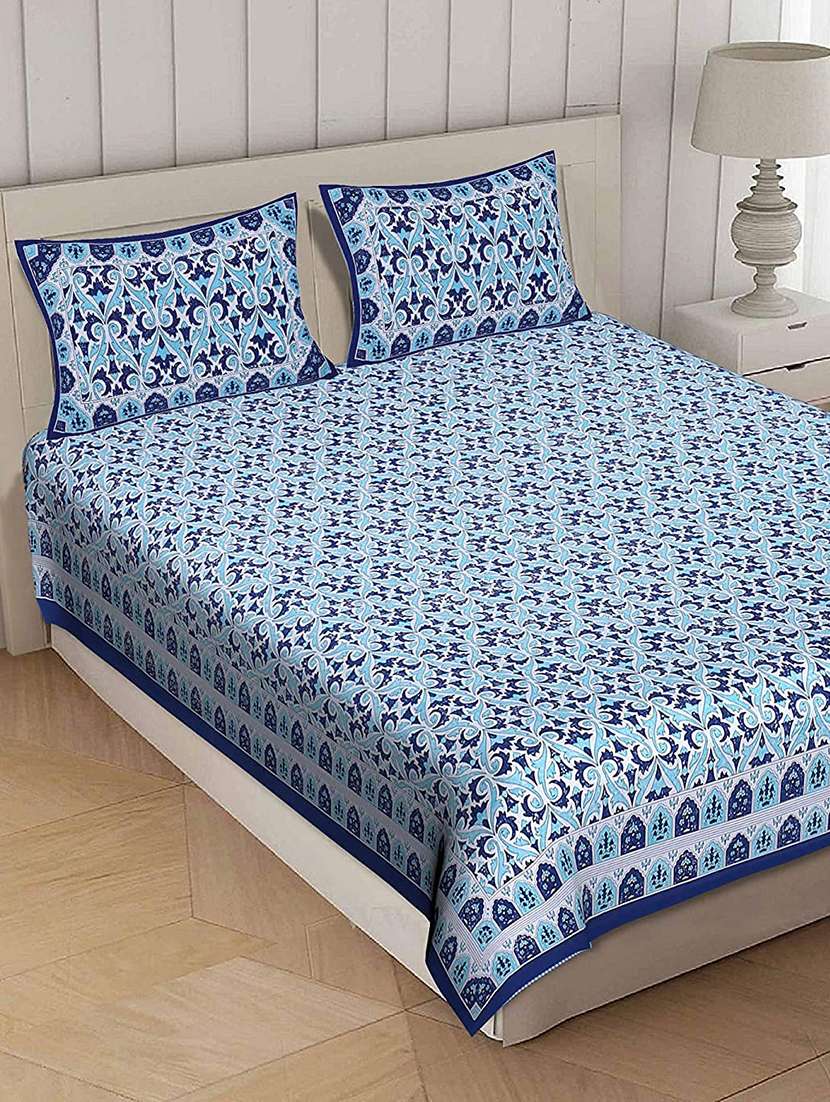 brask india 100% cotton 280 thread count king size double bedsheet with two pillow covers (bedsheet size 90 x 108 inch) (green) - 18172498 -  Standard Image - 1