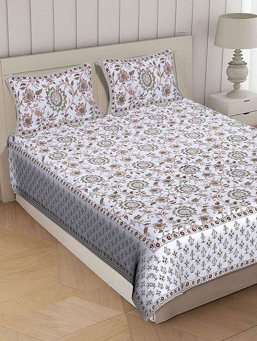 brask india 300 thread count cotton double king size bedsheet with pillow covers (bedsheet size 100 x 108 inch) (blue) - 18172501 -  Standard Image - 1