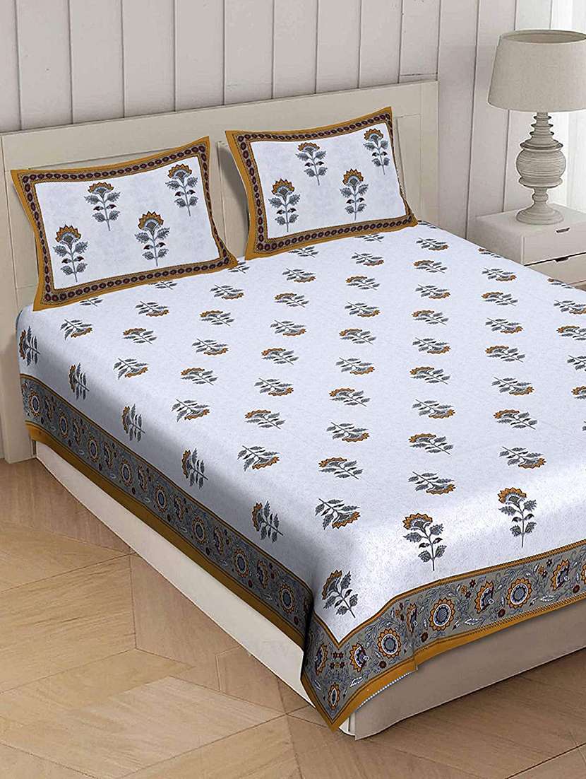 brask india® 300 tc cotton 1 piece king size double bed bedsheet with two pillow covers (bedsheet size 100 x 108 inch) (blue) - 18172502 -  Standard Image - 1