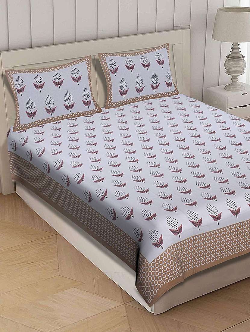 brask india 300 thread count cotton double king size bedsheet with pillow covers (bedsheet size 100 x 108 inch) - 18172507 -  Standard Image - 1