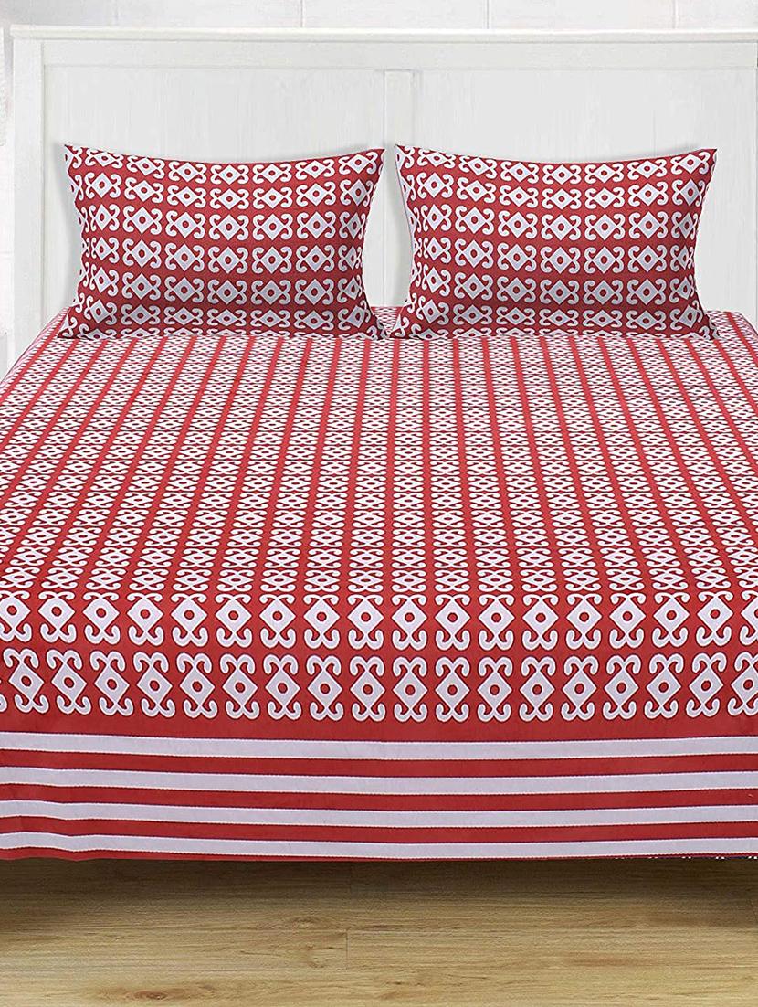 brask india cotton 250 thread count king size double bedsheet with two pillow covers (bedsheet 90 x 108 inch)