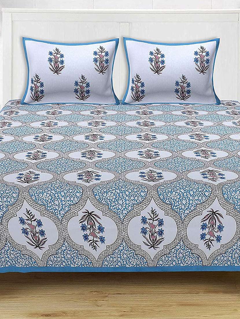 brask india tc 300 cotton king size double bedsheet with two pillow covers (bedsheet 100 x 108 inch) skp bd 495