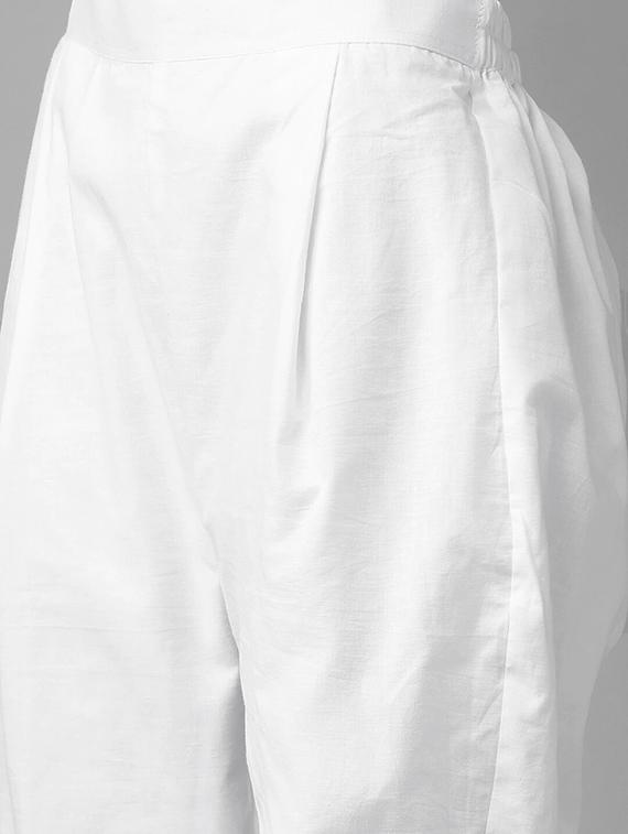 ada hand embroidered peach/white cotton lucknowi chikankari unstitched suit piece - 18172882 - Standard Image - 4