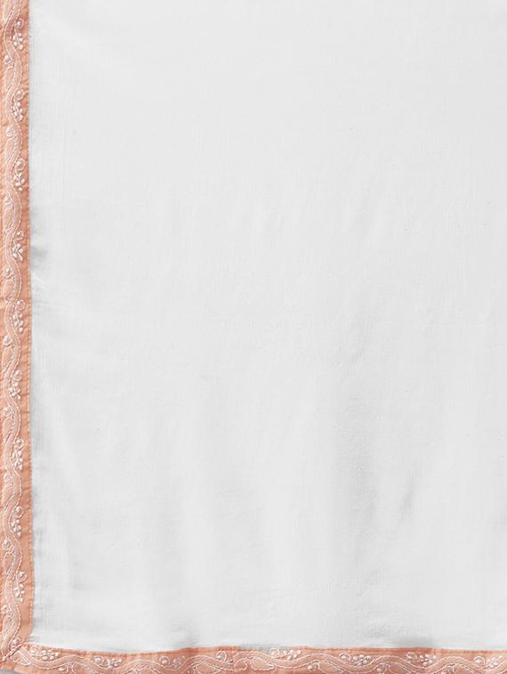 ada hand embroidered peach/white cotton lucknowi chikankari unstitched suit piece - 18172882 - Standard Image - 6