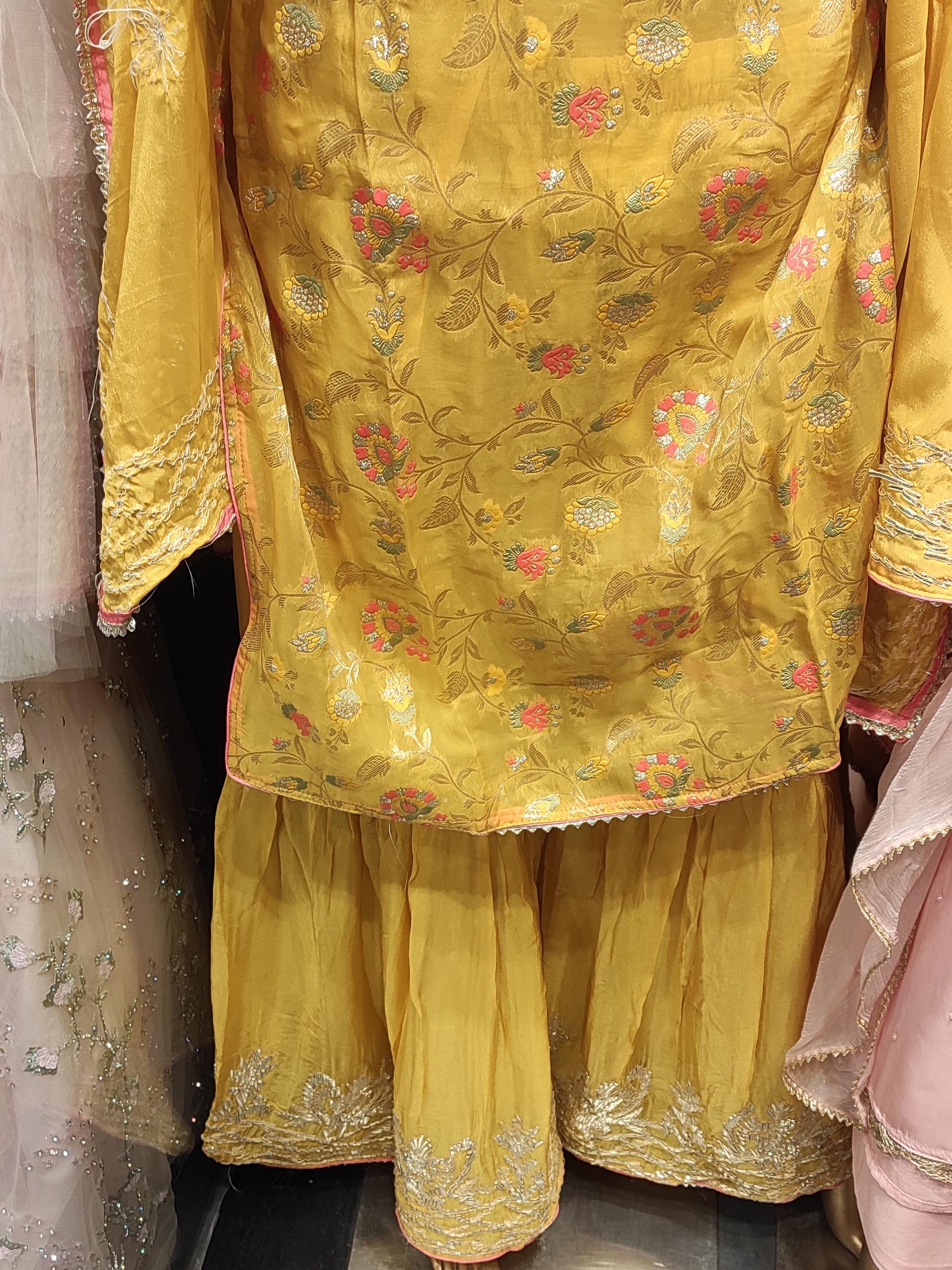 yellow party wear suit - 18174503 - Standard Image - 1