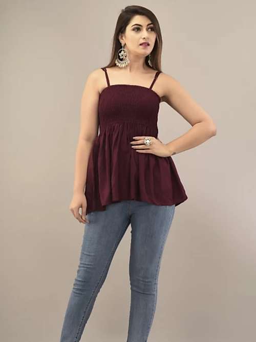 women's peplum shoulder strap top - 18175528 - Standard Image - 0