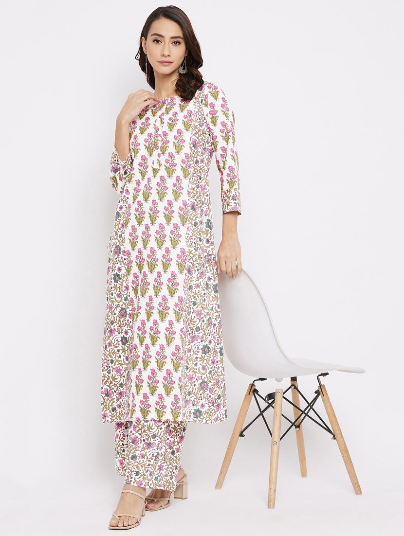 floral printed kurta palazzo set - 18177012 -  Zoom Image - 0